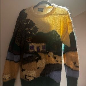 Unique Hand Knitten Multicolor Sweater